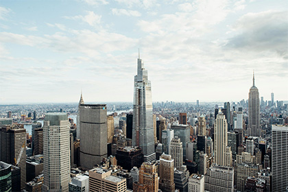 Aerial photograph of the New York City skyline